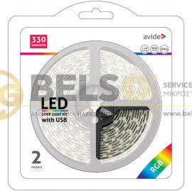 ΤΑΙΝΙΑ LED 2m 5v 7.2w RGB 30LED IP65 ME ΚΟΝΤΡΟΛ ΠΑΝΕΛ 